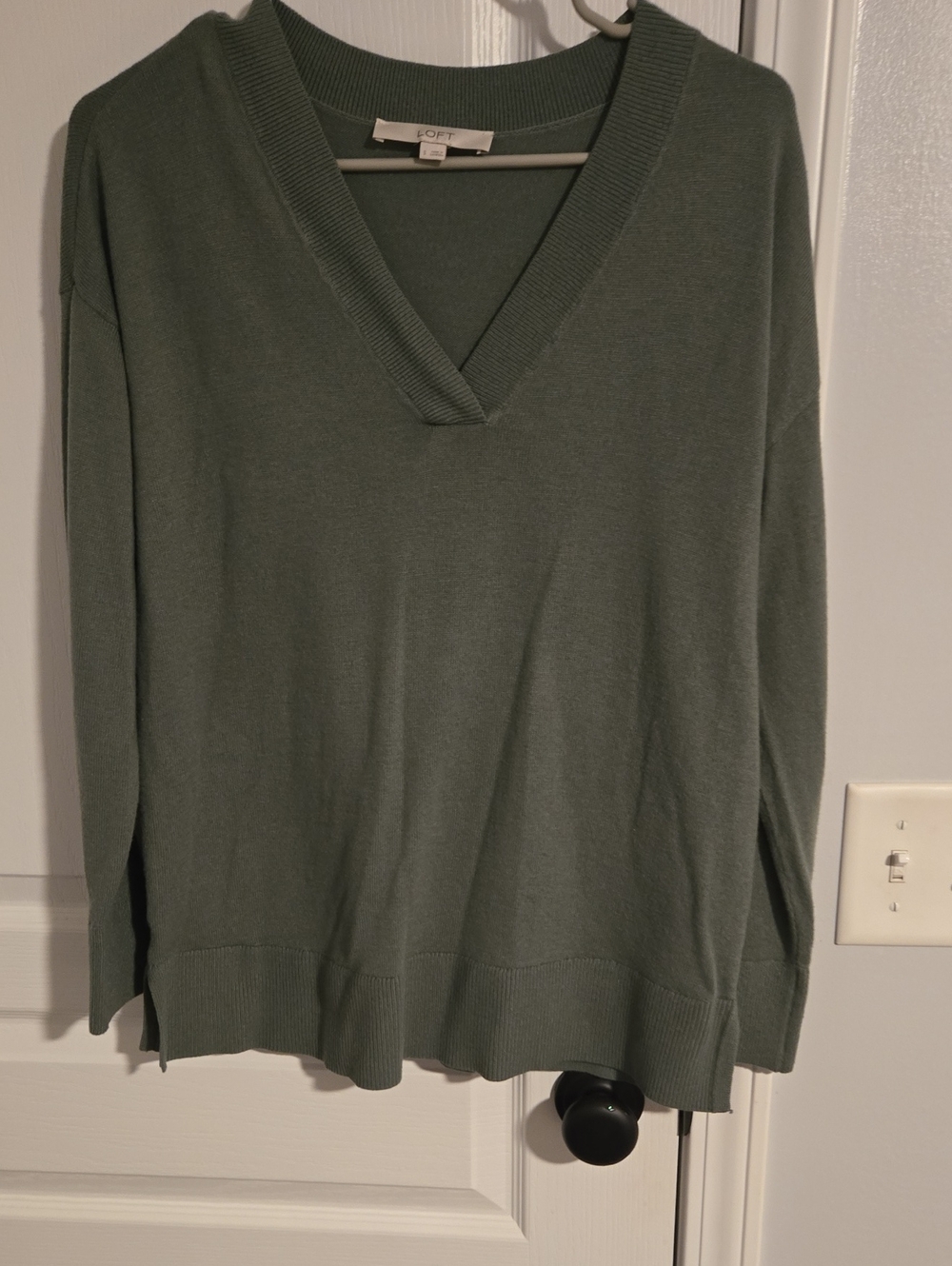 LOFT Olive Green V-Neck Women's Sweater